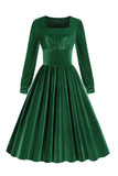 Red Velvet Midi A-line Vintage Sukienka