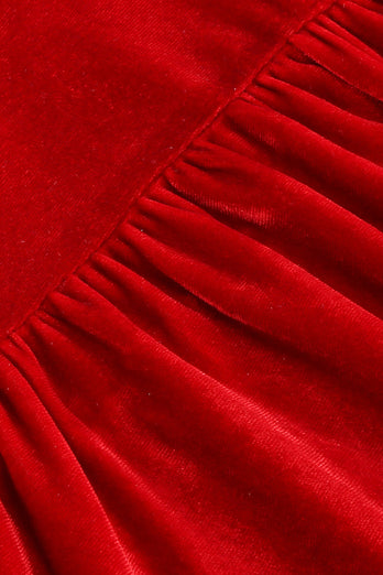 Red Velvet Midi A-line Vintage Sukienka