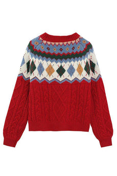 Okrągły Sweter Świąteczny z Okrągłym Dekoltem