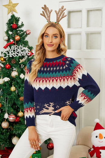 Bluza ze Wzorem Fawn Jacquard Pullover Christmas Tree