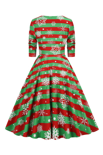 Zielona świąteczna sukienka VIntage z dekoltem w serek