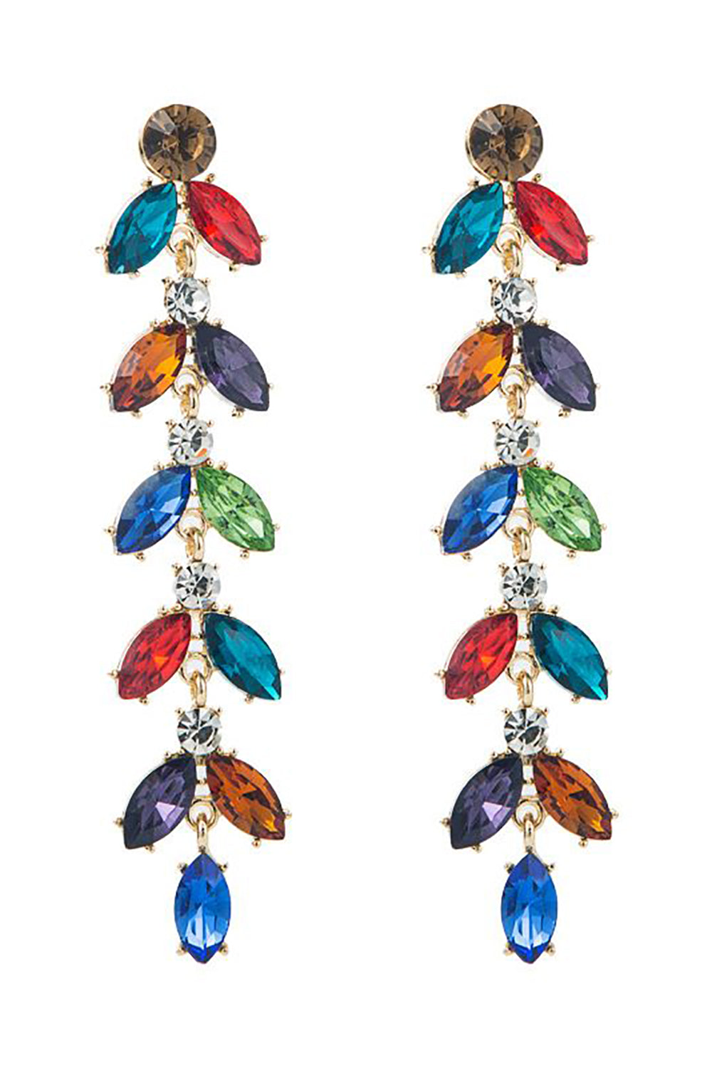 Kolorowe Kolczyki Z Liści Rhinestone