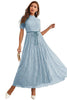 Załaduj obraz do przeglądarki galerii, Niebieska Długie Koronkowe Sukienka Na Wesele Z Aplikacjami