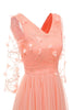 Załaduj obraz do przeglądarki galerii, Pomarańczowy Różowy Tiulowe Długie Sukienki Na Studniówke Z Aplikacjami