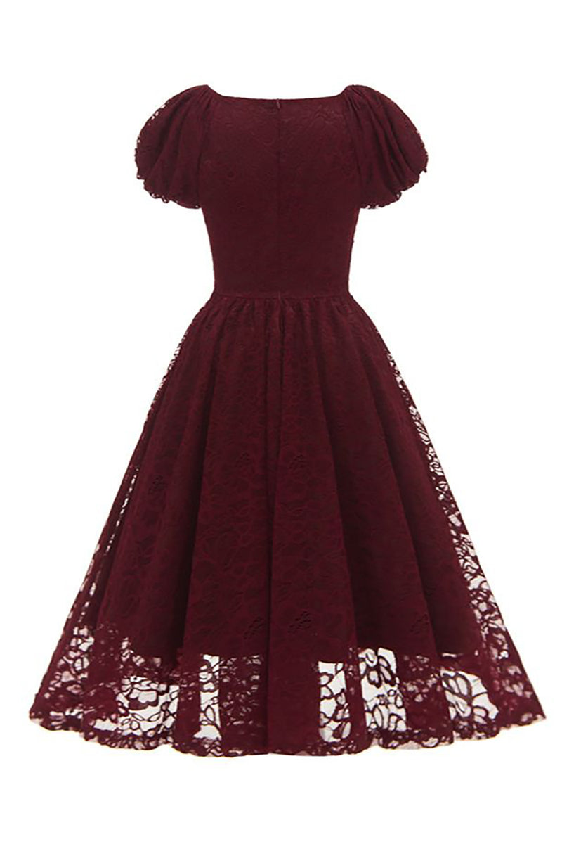 Załaduj obraz do przeglądarki galerii, Burgundia Koronkowa Sukienki Na Wesele z Koralikami