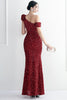 Załaduj obraz do przeglądarki galerii, Czerwona Syrenka Cekinowa Sukienki Na Studniówke z Odkrytymi Ramionami