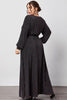Załaduj obraz do przeglądarki galerii, Dekolt V Czarna Sukienka Plus Size z Dlugim Rekawem
