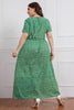 Załaduj obraz do przeglądarki galerii, Zielona Sukienka Dla Puszystych z Krótki Rękaw