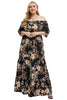 Załaduj obraz do przeglądarki galerii, Plus Size Czarna Sukienki Letnie z Odkrytymi Ramionami