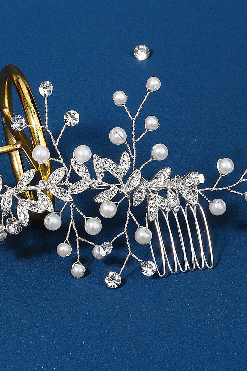Załaduj obraz do przeglądarki galerii, Ręcznie robione perły Rhinestone Akcesoria do włosów ślubnych