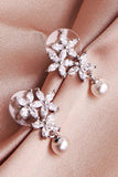 Kolczyki Flower Pearl Rhinestone