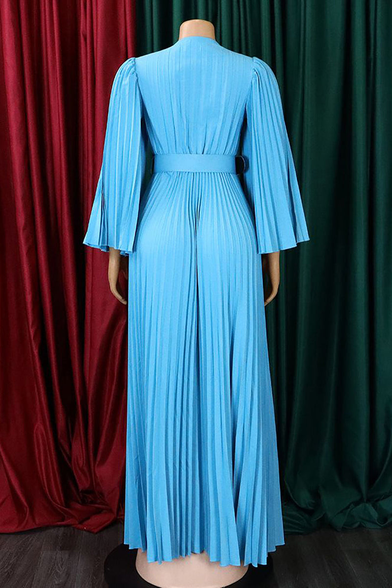 Załaduj obraz do przeglądarki galerii, Błękitna Sukienki Na Wesele Z Dlugim Rekawem