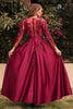 Załaduj obraz do przeglądarki galerii, Burgundia Satynowe Sukienki Na Wesele Dla Mamy Z Dlugim Rekawem