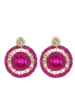 Alloy Rhinestones Fuchsia Okrągłe kolczyki