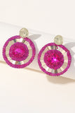 Alloy Rhinestones Fuchsia Okrągłe kolczyki