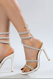 Rhinestone Toe Stiletto White High Obcasy