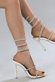 Rhinestone Toe Stiletto White High Obcasy