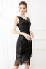 Załaduj obraz do przeglądarki galerii, Czarne Sukienka Cekiny Lata 20 z Frędzlami
