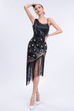 Czarna koralik Roaring 20s Gatsby Fringed Flapper Dress