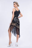 Czarna koralik Roaring 20s Gatsby Fringed Flapper Dress