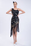 Czarna koralik Roaring 20s Gatsby Fringed Flapper Dress