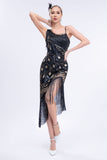 Czarna koralik Roaring 20s Gatsby Fringed Flapper Dress