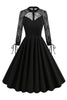 Załaduj obraz do przeglądarki galerii, Czarna Linia A Długie Rękawy Sukienka Lata 50 Sukienka Z Koronką