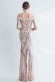 Sparkly Off The Shoulder Cekiny Złota sukienka na studniówkę z piórami