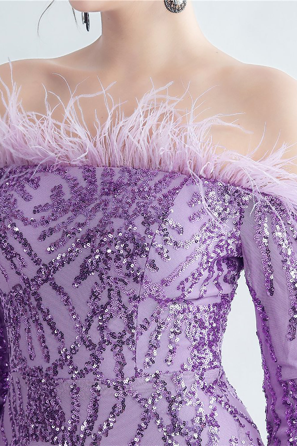 Sparkly Off The Shoulder Cekiny Złota sukienka na studniówkę z piórami