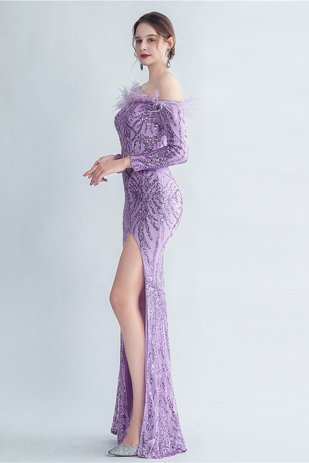 Sparkly Off The Shoulder Cekiny Złota sukienka na studniówkę z piórami