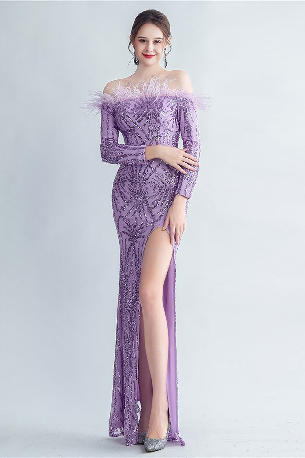Sparkly Off The Shoulder Cekiny Złota sukienka na studniówkę z piórami