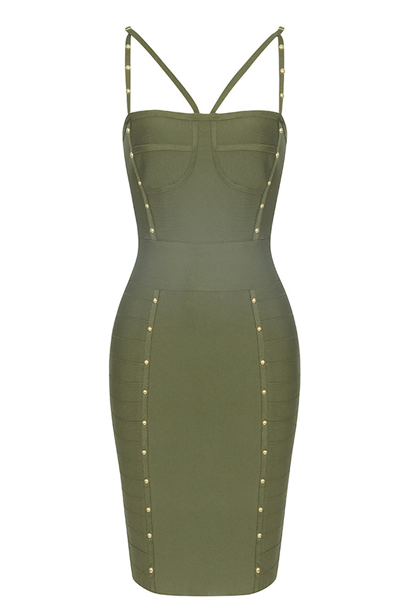 Załaduj obraz do przeglądarki galerii, Army Green Spaghetti Straps Bodycon Homecoming Dress
