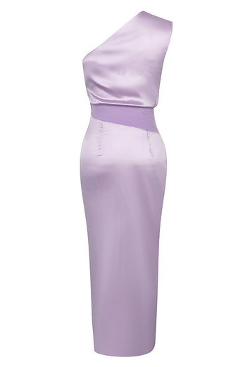 Jedna sukienka koktajlowa na ramię liliowa bez rękawów