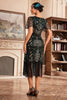 Załaduj obraz do przeglądarki galerii, Czarny Szampan Dekolt V Sukienka Flapper z Cekinami