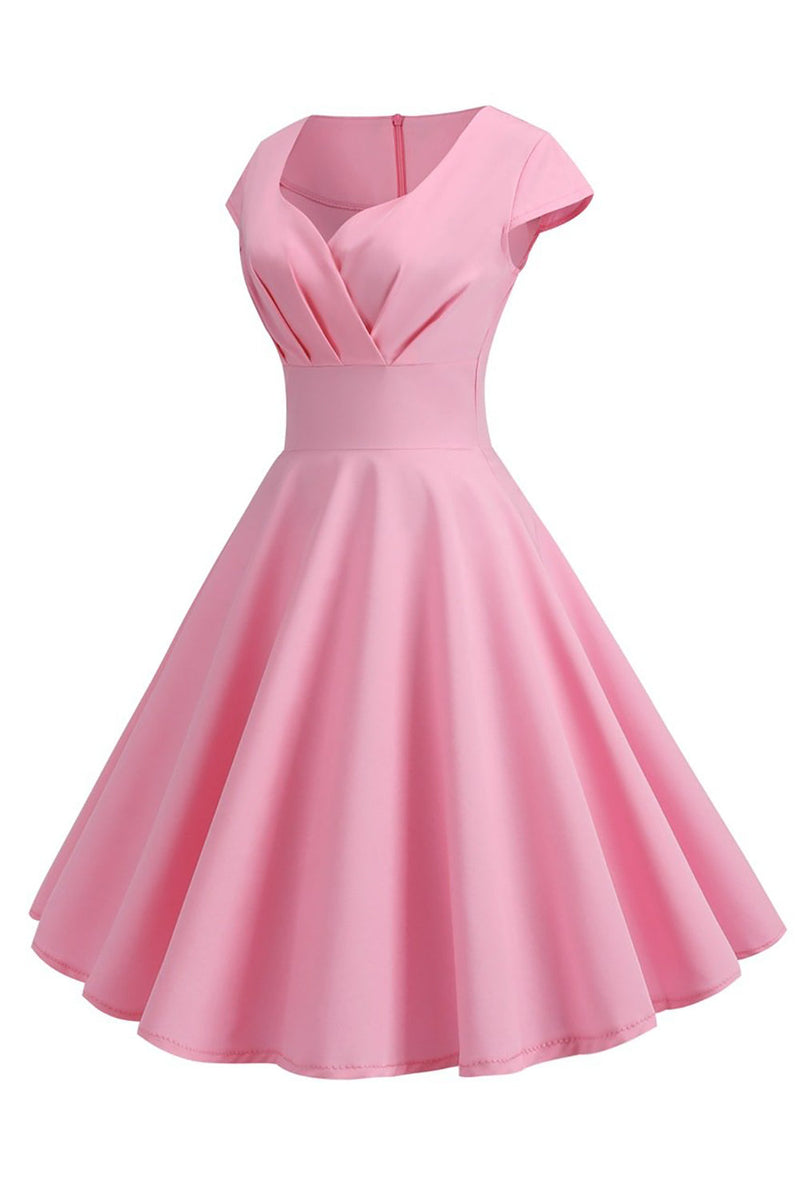 Załaduj obraz do przeglądarki galerii, Różowe Sukienka W Stylu Lat 50