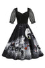 Załaduj obraz do przeglądarki galerii, Czarna sukienka vintage z nadrukiem na Halloween