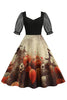 Załaduj obraz do przeglądarki galerii, Czarna sukienka vintage z nadrukiem na Halloween