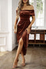 Załaduj obraz do przeglądarki galerii, Brązowa Sukienka Robocza Bodycon Na Ramieniu
