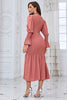 Załaduj obraz do przeglądarki galerii, Syrena Dusty Rose Sukienka z długim rękawem