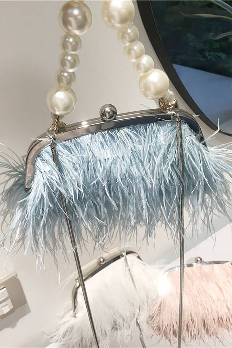 Załaduj obraz do przeglądarki galerii, Blue Tassel Pearl Evening Party Clutch Bag