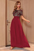 Załaduj obraz do przeglądarki galerii, Blush Sequin A-line Round Neck Krótkie rękawy Długa suknia wieczorowa