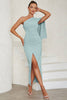 Załaduj obraz do przeglądarki galerii, Blue One Shoulder Bodycon Długa sukienka koktajlowa