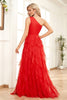 Załaduj obraz do przeglądarki galerii, Czerwona Tiulowa Sukienki Na Studniówke Na Jedno Ramię