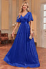 Załaduj obraz do przeglądarki galerii, Królewska Niebieska Cekiny Sukienki Wieczorowe W Kształcie A Z Dekoltem W Szpic