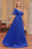 Załaduj obraz do przeglądarki galerii, Królewska Niebieska Cekiny Sukienki Wieczorowe W Kształcie A Z Dekoltem W Szpic