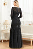 Załaduj obraz do przeglądarki galerii, Czarna Dlugi Rekaw Syrenka Cekiny Sukienki Wizytowe