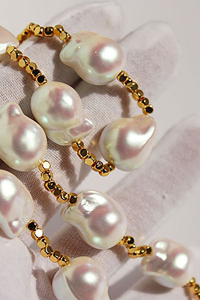 Załaduj obraz do przeglądarki galerii, Naszyjnik ze złota perły o specjalnym kształcie