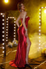 Załaduj obraz do przeglądarki galerii, Czerwona Gorsetowa Długa Sukienka Na Studniówkę Z Rozcięciem
