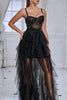 Załaduj obraz do przeglądarki galerii, Czarna Cienkich Ramiączkach Lustro Sukienki Na Komunie
