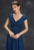 Załaduj obraz do przeglądarki galerii, Błyszcząca Niebieski Dekolt V Sukienki Na Studniówke
